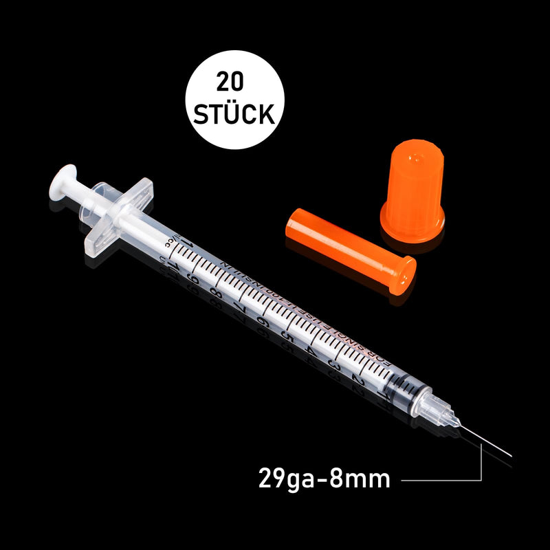 20pcs 1ml/cc 29G-8mm Plastic Multi-Purpose Measuring Tools, Individually Packed Pack of 20