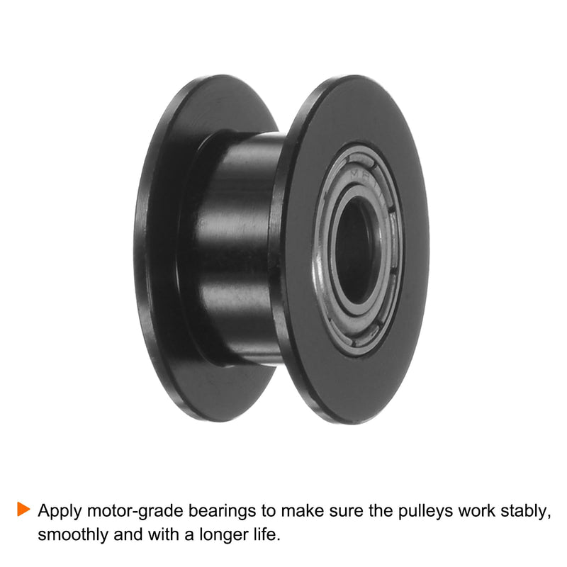 [Australia - AusPower] - 5pcs 2GT Idler Pulley 5mm Bore 18mm Dia. Aluminum Timing Belt Toothless for 6mm Width Belt 3D Printer CNC Machine Accessories, Black 5mm Bore 18mm OD 6.5mm Width 