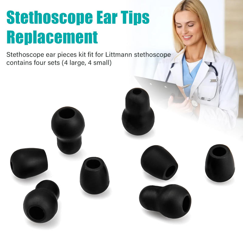 [Australia - AusPower] - Stethoscope Ear Tips Replacement for Littmann Stethoscopes, Compatible with Littman Ear Tips, Stethoscope Ear Pieces, Cardiology IV Parts and Littmann Stethoscope Parts - Soft Sealing Eartips (8 PCS) 