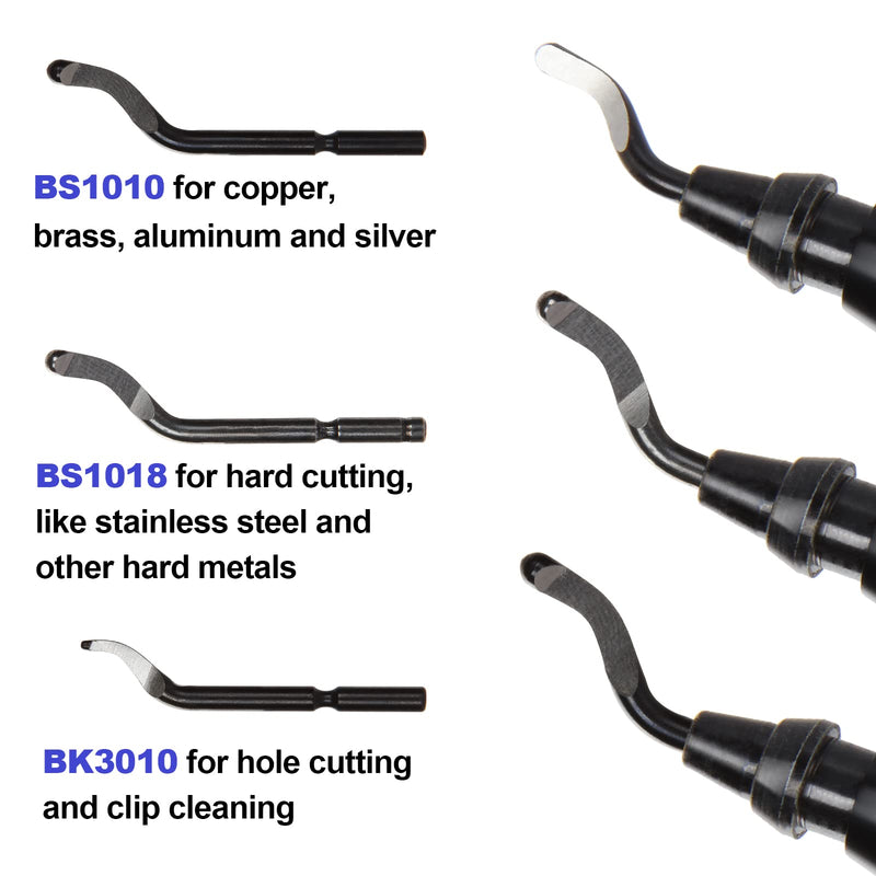 [Australia - AusPower] - Deburring Tool with 15pcs Extra Rotary High Speed Steel Blades, Deburr Cutters Deburring Tool Kit for 3D Printing, Resin, Plastic, Metal, Copper, PVC Pipe (Black) 