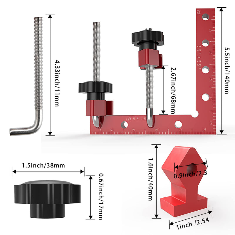 [Australia - AusPower] - 90 Degree Clamp Aluminum Alloy Corner Clamps for Woodworking,5.5" x 5.5"Carpenter Right Angle Clamping Square Tools for Box,Shelves,Picture frames,Drawers Cabinets Position (4 PACK) 14x14cm 4Pack 