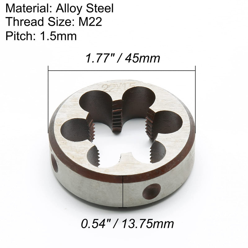 [Australia - AusPower] - M22 x 1.5 Metric Right Hand Thread Die for Threading, 22mm Thread & 1.5mm Pitch, Alloy Steel M22 x 1.5 