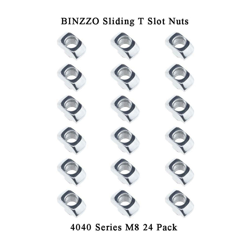 [Australia - AusPower] - Sliding T Slot Nuts 4040 Series M8 24 Pack T Nuts Carbon Steel Nickel Plated Half Round Roll in Sliding 8mm Slot Aluminum Profile Accessories for T Slot Aluminum Profile 40 x 40 Series 40 SERIES M8,24 PIECES 