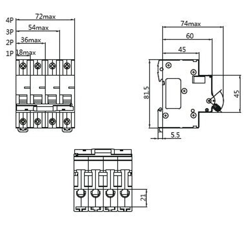 [Australia - AusPower] - ASI AC Miniature Circuit Breaker - 1 Pole DIN Rail Mount 20 Amp 240 Volt Unit with Shock-Proof Terminations, Trip Curve C, L1 and Neutral Circuits 20 Amps 
