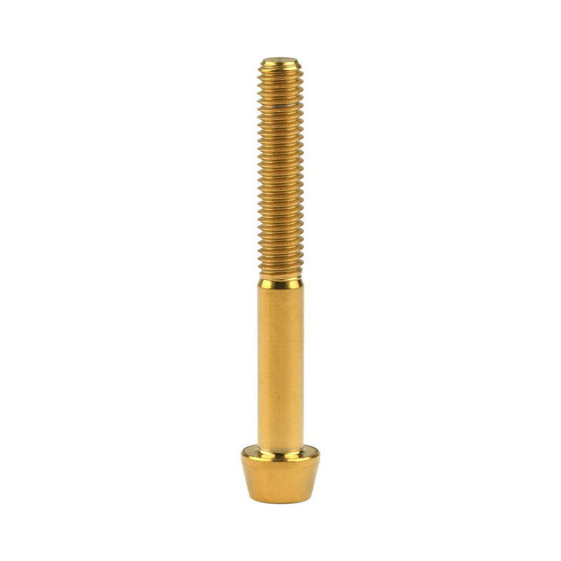 Titanium Ti M6 x 10 16 18 20 25 30 35 40 45 50 55 60 65mm Allen Hex Screw Socket Cap Tapered Bolt Pack of 4 (M6X50mm, Gold) M6X50mm