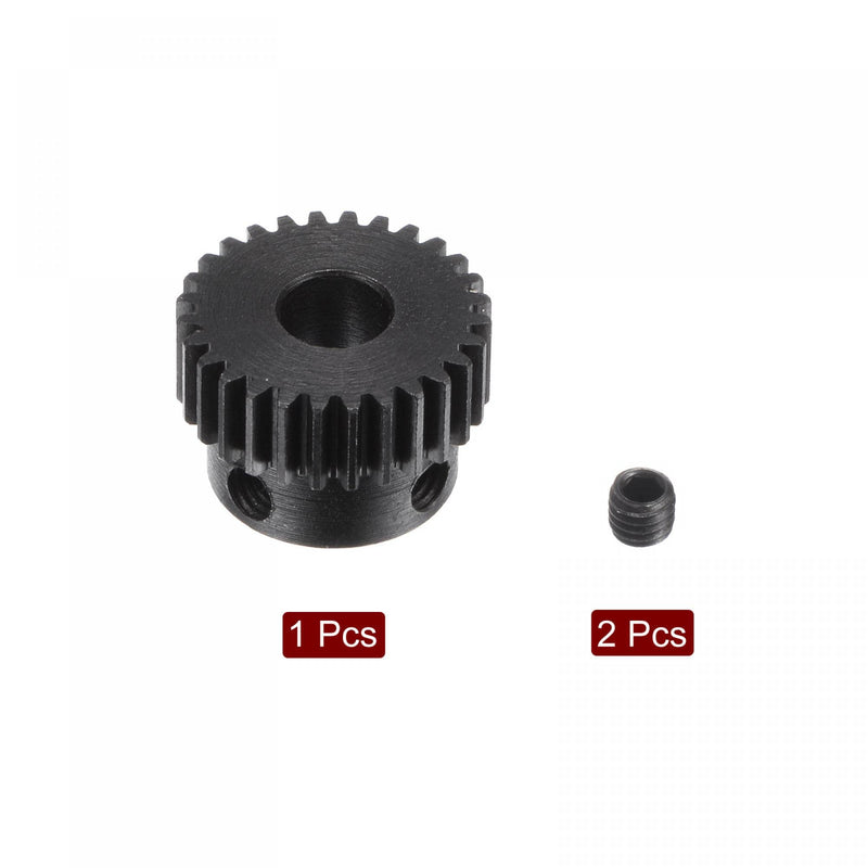 [Australia - AusPower] - uxcell Pinion Gear Set, 45# Carbon Steel Motor Rack Spur Gear with Step Black, 0.5 Mod 28T 5mm Bore 15mm Outer Dia, M3 Set Screws Included 