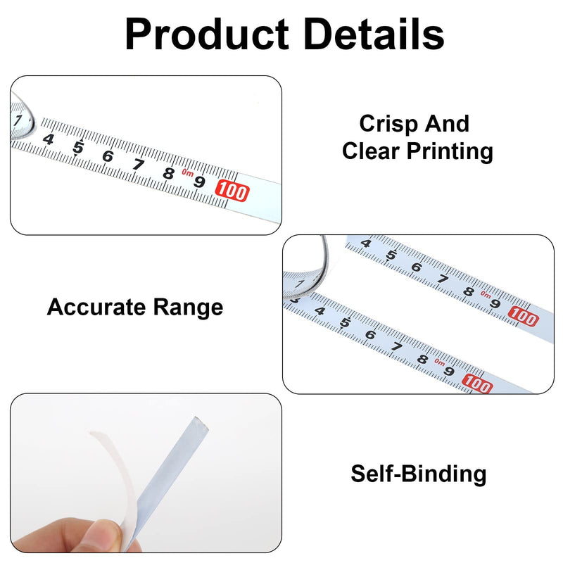 Pack of 4 Self-Adhesive Tape Measure 1 m Metric 3 Specifications for Sticking, 2 x Left to Right, 1 x Right to Left, 1 x Middle to Left to Right 4 rolls - 3 specifications - 1m