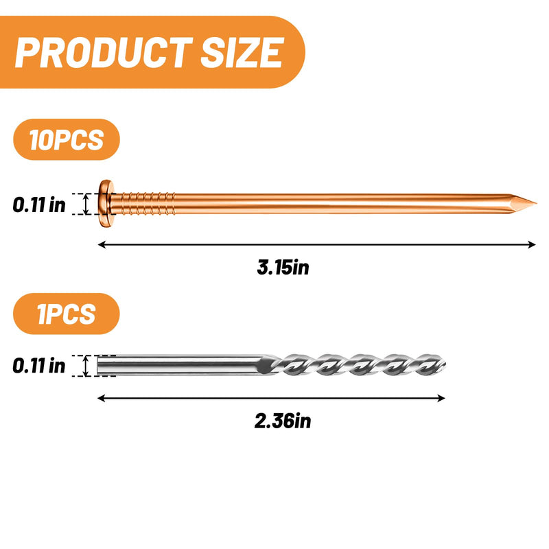 [Australia - AusPower] - Pack 10 Copper Nails for Killing Trees Stump Root, 3.14" Copper Nails with Drill, Stump Removal Spikes Hardware Nails for Trees 3.14 " -10PCS 