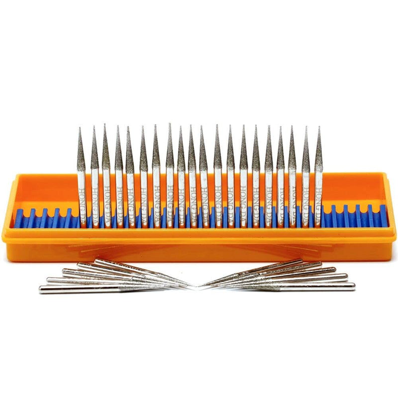 [Australia - AusPower] - JINGLING 30Pcs 3.2mm Tapered Point Diamond Grinding Bit 1/8" Cone Rotary Burrs for Dremel Shank Diameter: 1/8 in (3mm) 