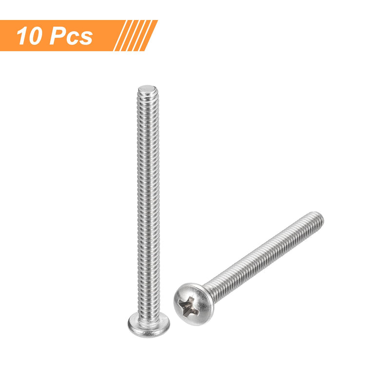 [Australia - AusPower] - uxcell #10-24x4 Pan Head Machine Screws, 304 Stainless Steel 18-8 Screw, Phillips Drive, Fully Threaded, Bright Finish, Pack of 10 #10-24x4" 