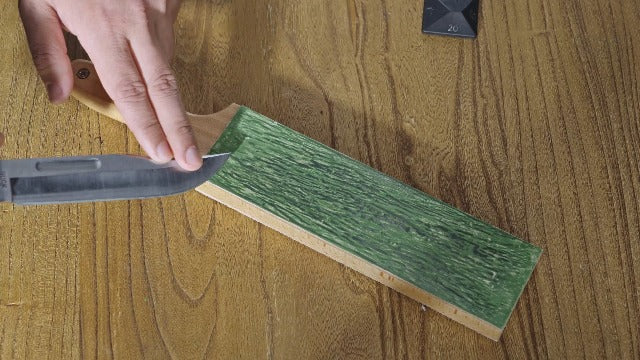 SHARPAL 205H Double-Sided Leather Strop (330 x 60 mm) Kit with 53g Polishing Paste & Angle Guide, Honing Knives | Genuine Cowhide Leather Painting Pad with 57g Polishing Compound and Angle Guide, Knife Strop for Honing Knives, Tools