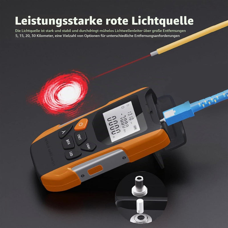 Optical Power Meter, 3-in-1 Optical Power Meter with RJ45 Tester, LED Light, OPM Fibre Optic Tester Fibre Optic Cable Testers with Universal FC/SC/ST Interface