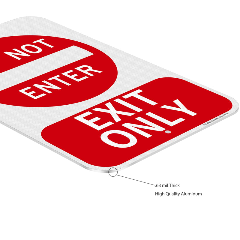 2 Pack Do Not Enter Exit Only Sign- 12" x 18" Aluminum Exit Only Do Not Enter Sign, Engineer Grade Reflective, Rust Free, Weather Resistant- Easy to Install
