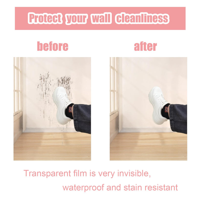 Electrostatic Wall Protective Film 15.7x393 Inches, Clear Static Cling Wall Protector No Glue Removable, Oil Proof Waterproof Kitchen Backsplash Cover, for Furniture Doors from Pets Scratches 15.7in*32.8ft