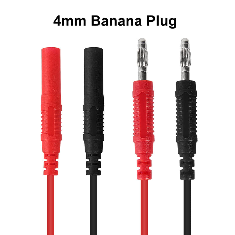 [Australia - AusPower] - UMLIFE 8PCS Multimeter Test Lead Extension Male to Female Connector 4mm Banana Plug to Jack Heavy Duty 14AWG Silicone Wires Meter Leads Probes 3.3 Ft 