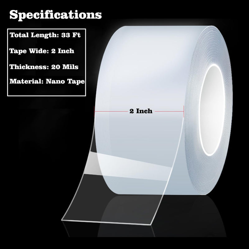 [Australia - AusPower] - Transparent Air Conditioner Window Seal Weather Sealing Tape 2 Inch x 33 FT Weather Stripping Residue-Free Clear Window Insulation Tape for Shower Glass Gaps and Doors Windproof Tape 2 IN - 33Ft 