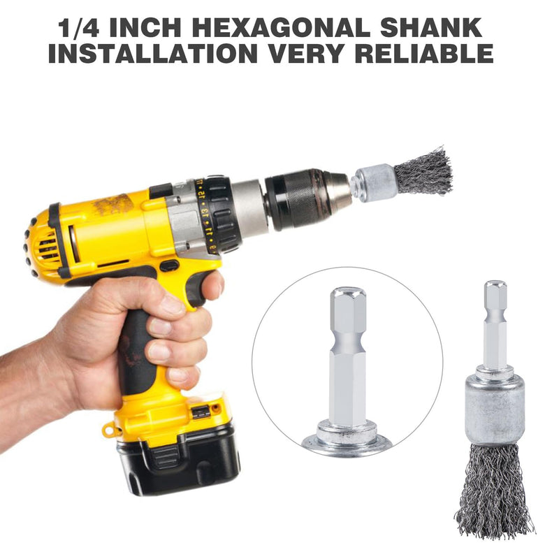 [Australia - AusPower] - 10PCS Wire Brush for Drill, High Carbon Steel Wire Drill Brush Wire Brush, Metal Wire Brush for Drill with 1/4" Hex Shank, Skilled in Handling Metal & Nonmetal Surfaces 