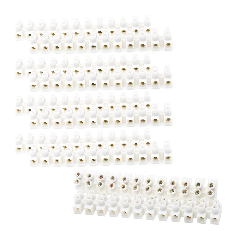 [Australia - AusPower] - 10 Pcs Terminal Block White, Screw Terminal Connector, Dual Row Electric Barrier Block 12-Position Terminal Strip, 10 Amp 380 V 