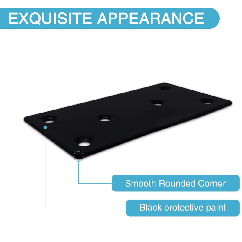 [Australia - AusPower] - 4PCS 3.94 x 1.97 inch Black Flat Mending Plate,Metal Bracket with Holes, Straight Steel Brace Fixing Joining Plate for Wood with 24PCS Screws 3.94 x 1.97 x 0.07 inch/100 x 50 x 1.8 mm 