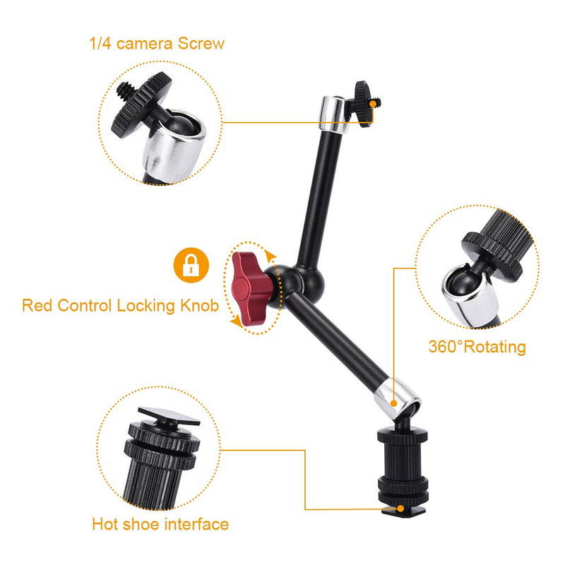 [Australia - AusPower] - UTEBIT 11 inch Magic Arm, Camera Mount Articulating Friction Arms with Super Crab Clamp for DSLR Camera Rig, Flash Light, LED Lights, LCD Monitor 11 inch-Magic Arm+Super Clamp 