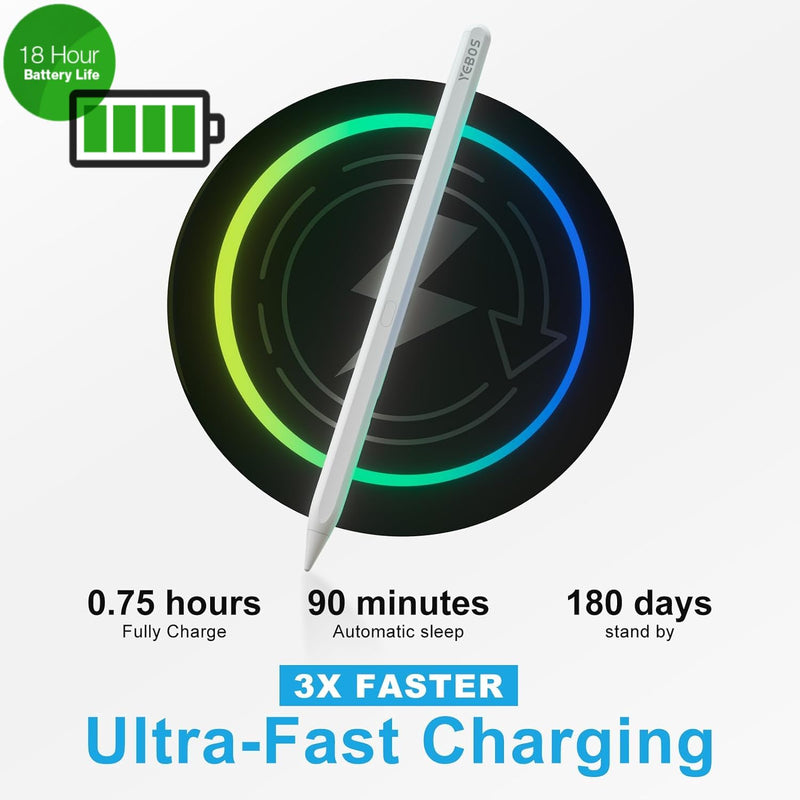 [Australia - AusPower] - Stylus Pen for iPad, 10 Mins Charge iPad Pencil, 20 Hours Battery Life Apple iPad Pen, Apple Pencil 1st/2nd Generation, iPencil 9th&10th, Palm Rejection, Tilt Sensitivity, for 2018-2023 iPad 20 Hours Lasting Time 