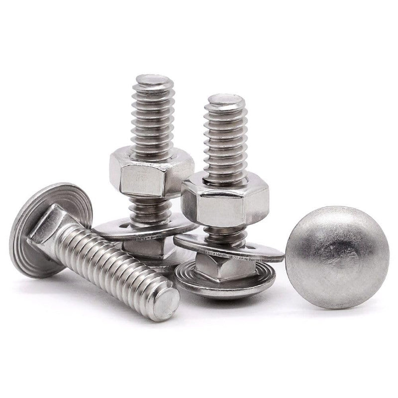 [Australia - AusPower] - (10 sets) M8-1.25 x 30mm Stainless Steel Carriage Bolts Screws Kits, Round Head Square Neck Screws, Hex Nuts & Flat Washers, 304 Stainless Steel 18/8, Full Thread 10 