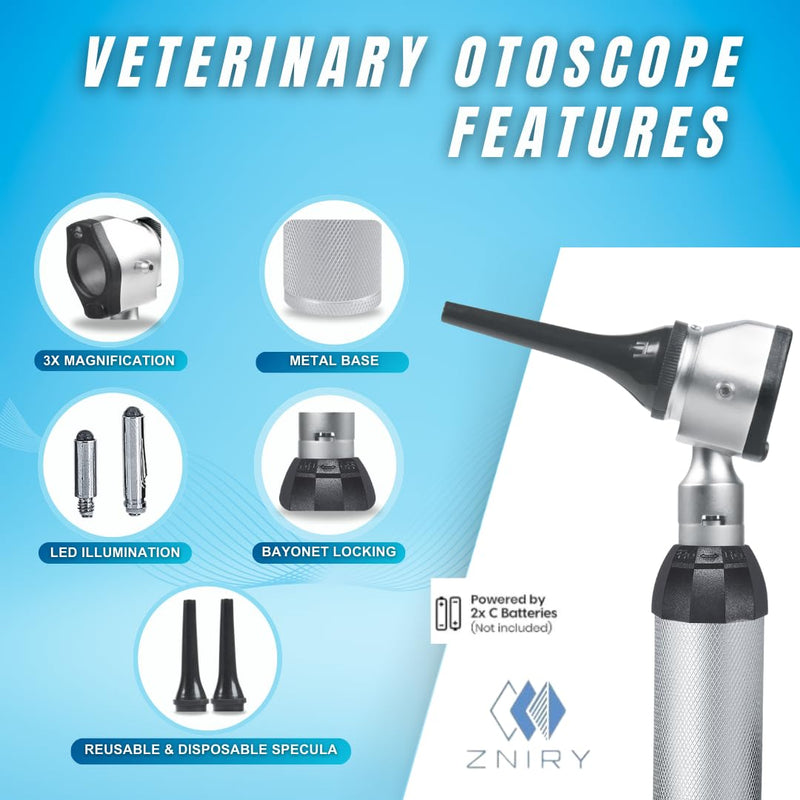 [Australia - AusPower] - Veterinary Otoscope Opthalmoscope LED ENT Diagnostic Set, with Diagnostic Premium Instruments Vet Otoscope Set, Otoscope for Dogs, Pet Otoscope 