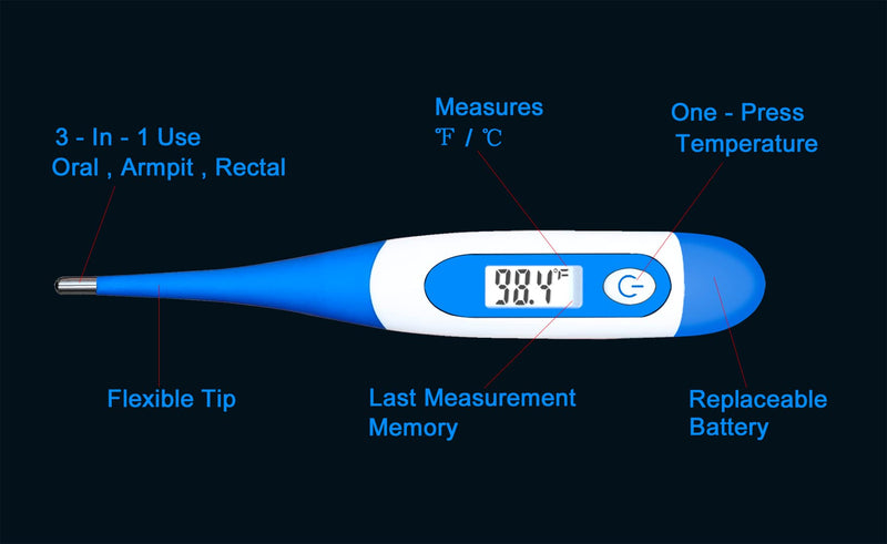 [Australia - AusPower] - Oral Thermometer, Digital Thermometer for Fever (A, Pack of 4) A 