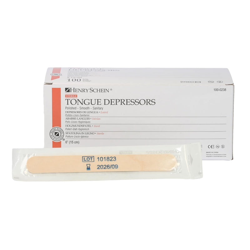 [Australia - AusPower] - Sterile Tongue Depressor, 6-Inch Adult Size - Disposable, Splinter- Free Wood - Versatile for Medical, Arts, and Crafts- 100/Box Pack of 1 