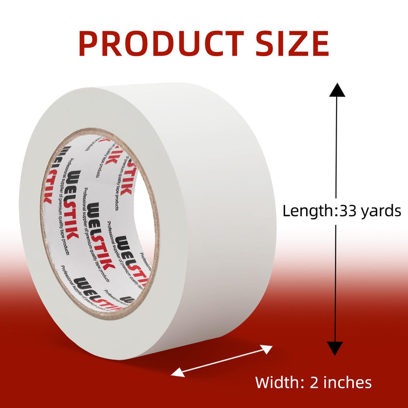 WELSTIK White Gaffer Tape 2 Inches x 33 Yards, No Residue, Non-Reflective,Waterproof, Can be Torn by Hand, Gaffers Cloth Tape for Photography, Shooting Background Fixed 2" x 33 Yards X1 roll
