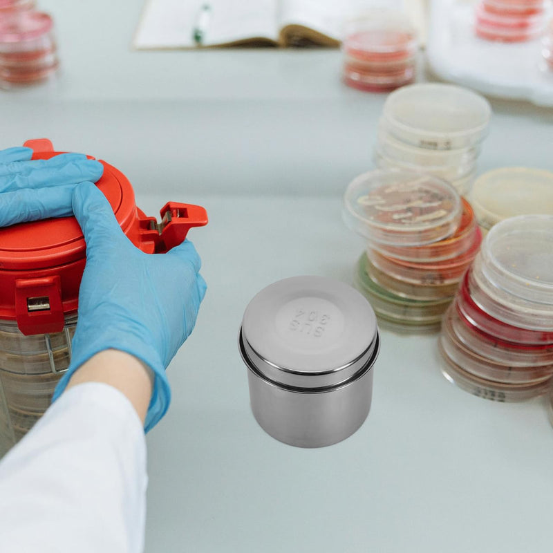 [Australia - AusPower] - 2Pcs Stainless Steel Jars Iodine Gauze Holder Iodophor Jars Stainless Steel Canisters for Hospital Home Kitchen Silver 