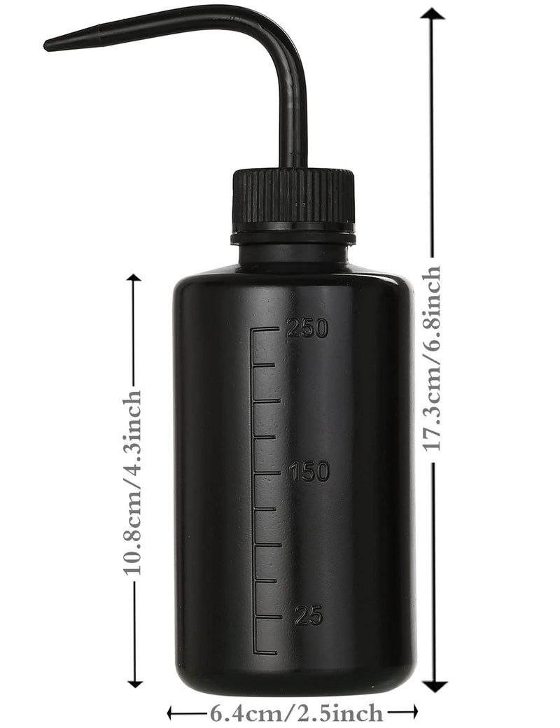 [Australia - AusPower] - 2Pcs Tattoo Wash Bottle 250ml | 8oz Squirt Succulent Watering Safety Rinse Bottle Watering Tools for Medical Cleaning Washing Bottle Black 