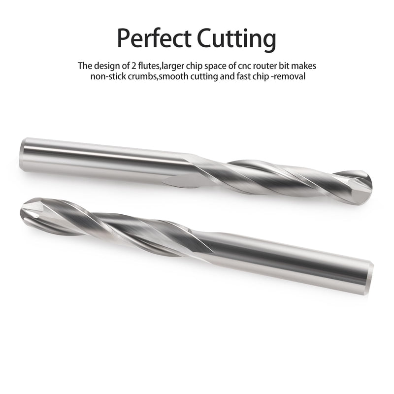 [Australia - AusPower] - HOZLY Ball Nose End Mill CNC Router Bits, 1/8" Shank 1/16 Cutting Dia for CNC Machine Milling Toos Router Bits Spiral Milling Cutter Engraving Carving Tool for MDF Acrylic Wood PVC (10) 10 