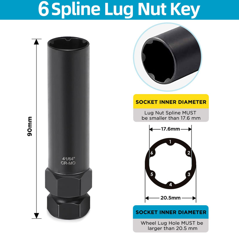 [Australia - AusPower] - 2 Piece 6 Spline & 7 Spline Lug Nut Key, Spline Lug Nut Socket, Wheel Lock Removal Tool Kit for Easy Installation and Removal of Lug Nuts on Aftermarket Wheels 