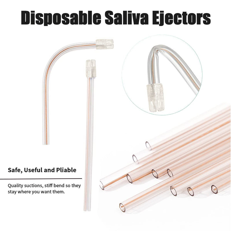 [Australia - AusPower] - Bag of 100 Dental Disposable Saliva Ejectors Dental Suction Tips, Saliva Aspirator Tube & Evacuation Suction Tips, Clear Body with White/Blue Tips (White) 