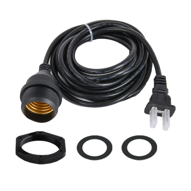[Australia - AusPower] - 10Foot With Wire Electric Light Socket Waterproof Plug Light Outdoor Plug Light E26/E27 Socket With Wire Electric Light Socket Temporary Building Lighting Waterproof Socket With Wire Electric 6017 (1 Pack)10foot With plug 6017 