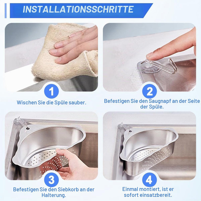 Strainer Basket for Sink, Triangular Sink Strainer Baskets, Stainless Steel Sink Strainer Sink Drain Basket Practical Sink Strainer Basket Set Silver Kitchen Strainer for Filter Food Waste