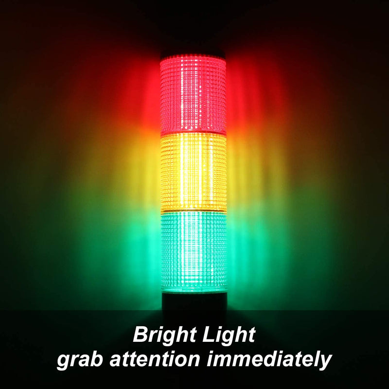 [Australia - AusPower] - LUBAN Tower Stack Lights, Industrial Warning Signal Lights Tower Lamps Column, Factory Workshop Safety RGB Signal Indicator, LED Andon Lights (110V, 3 Tiers, without Sound) AC 110V 3-Layer 