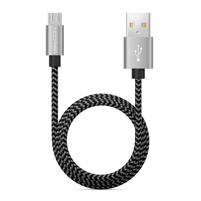 deleyCON 1 m Nylon Micro USB Cable Charging Data Cable | Metal plug, charging and synchronizing for mobile phones, smartphones and tablets