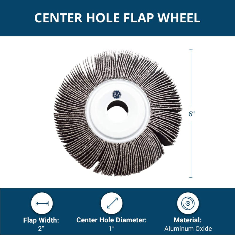 [Australia - AusPower] - Benchmark Abrasives 6" x 2" Aluminum Oxide Center Hole Flap Wheel with 1" Arbor Hole, Perfect for Woodworking Grinding Polishing Rust Paint Removal - 120 Grit 