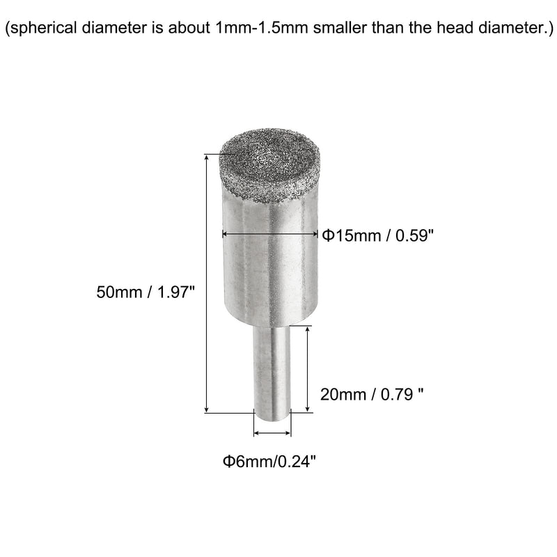 [Australia - AusPower] - uxcell Diamond Grinding Mounted Point, 15mm 100 Coarse Grits Spherical Concave Head Bead Fine Grinding Bit for Jade Amber Stone Beeswax Glass 