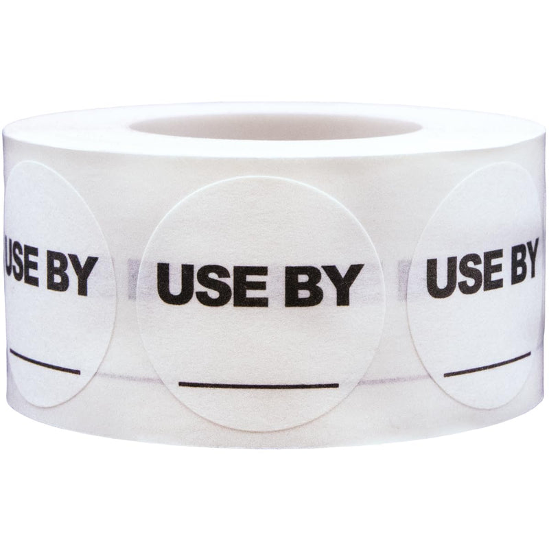 InStockLabels Dissolvable Food Labels, 500 Stickers - 1 Inch Round Use By Labels with Blank Space for Shelf Life, Prep, Rotation, Adhesive Sticker for Food Containers, Meal Storage & Restaurants