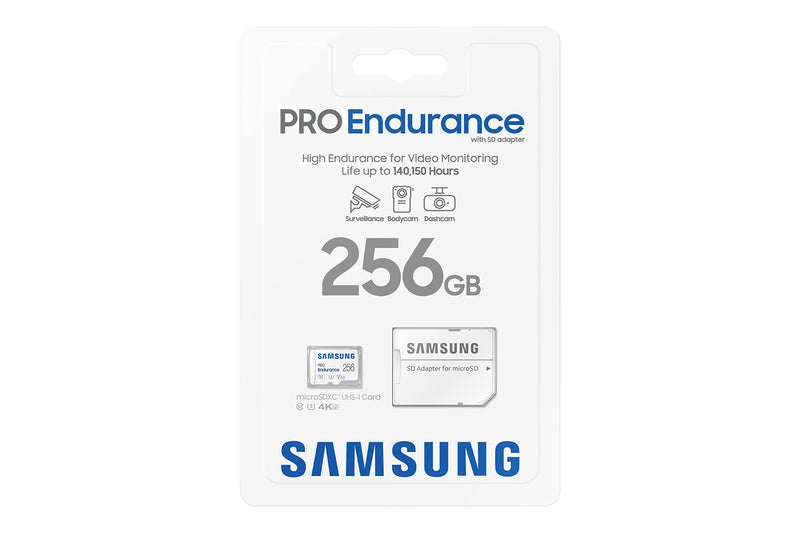 [Australia - AusPower] - SAMSUNG PRO Endurance 256GB MicroSDXC Memory Card with Adapter for Dash Cam, Body Cam, and security camera – Class 10, U3, V30 (‎MB-MJ256KA/AM) New 256 GB 