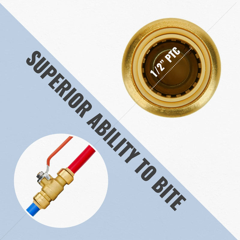 [Australia - AusPower] - Shut Off Ball Valve 1/2 Inch, SUNGATOR 1/2 Inch Ball Valve, Push to Connect Water Shut off Valve, Easily Match to Pipe using Red and Blue Handle, No Lead Brass Fitting, PEX Pipe,Copper,CPVC, Pack of 2 1 Red + 1 Blue, 2 Pack 