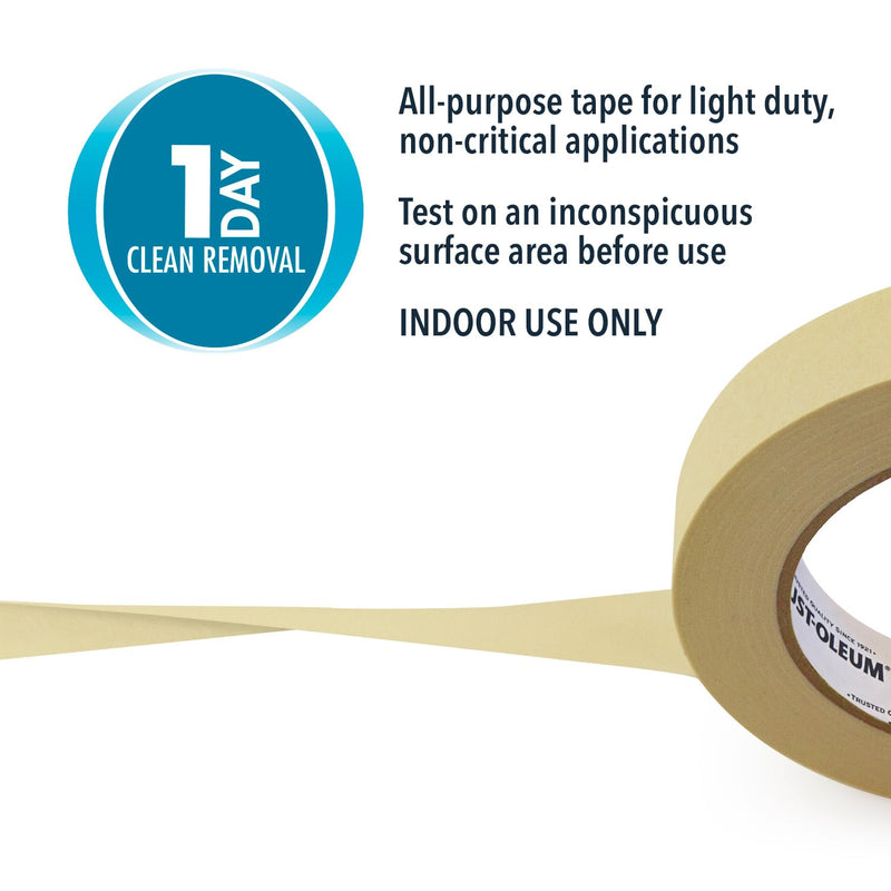 Rust-Oleum General Purpose Multi-Surface Adhesive Masking Tape, Adheres Securely and Removes Easily, 0.94" x 60yd, Single Roll Beige