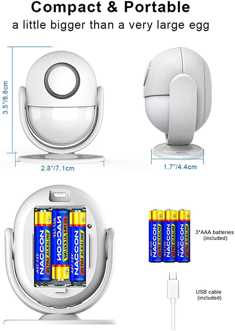 [Australia - AusPower] - 125dB Motion Sensor Alarm Indoor: Wireless Motion Detector Alarm with Siren (328ft Remote Control, Battery Operated) Portable Door Chime Bell Alert Burglar for Shop Home Shed RV 