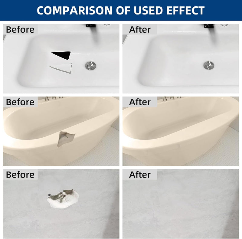 Tub and Fiberglass Shower Repair Kit White, Porcelain Tile Repair Kit | Porcelain Sink and Acrylic Bathtub Repair Kit for Cracks Chips Dents Holes Almond/Biscuit/Bone 3.7oz