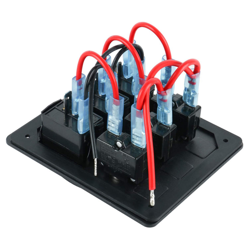 Amarine Made 3 Gang Pre Wired Rocker Switch Panel - Waterproof On/Off Toggle Rocker, 12V 24V with Fuse, Circuit Breaker with LED Indicator for RV, Cars, Marine, Boat