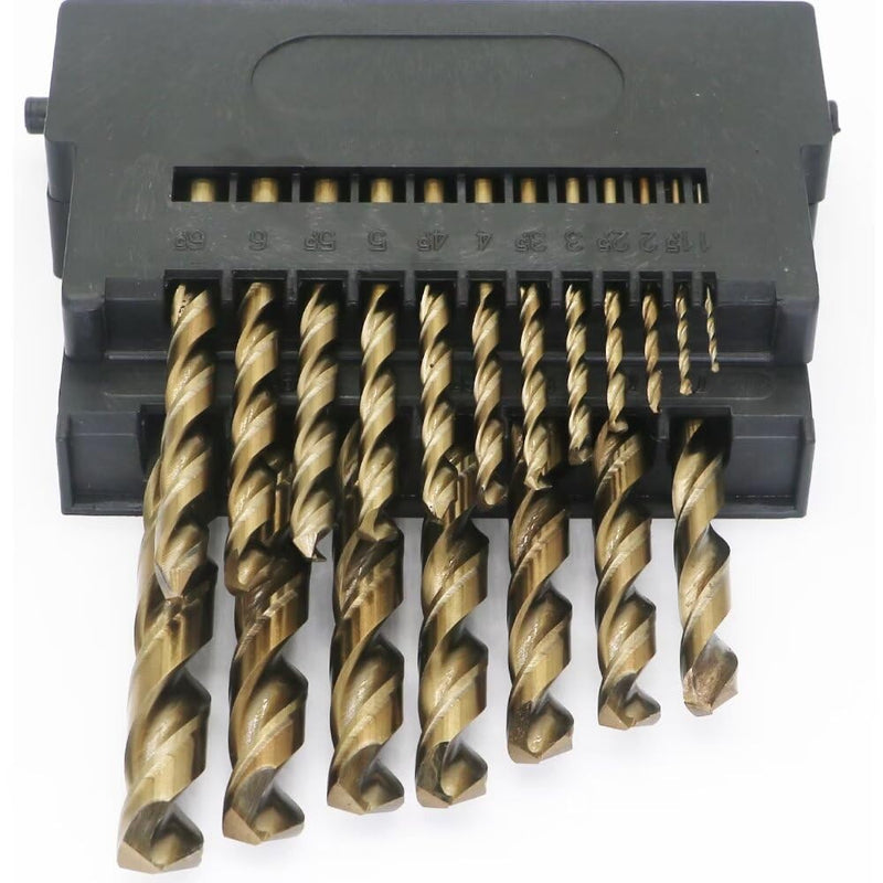 Metric Cobalt Drill Bits 1-10mm 19PCS, M35 high speed steel, high hardness straight shank drill, mechanical or hand drill for drilling, suitable for stainless steel, iron, copper and aluminum. 1-10 mm (19 Count)