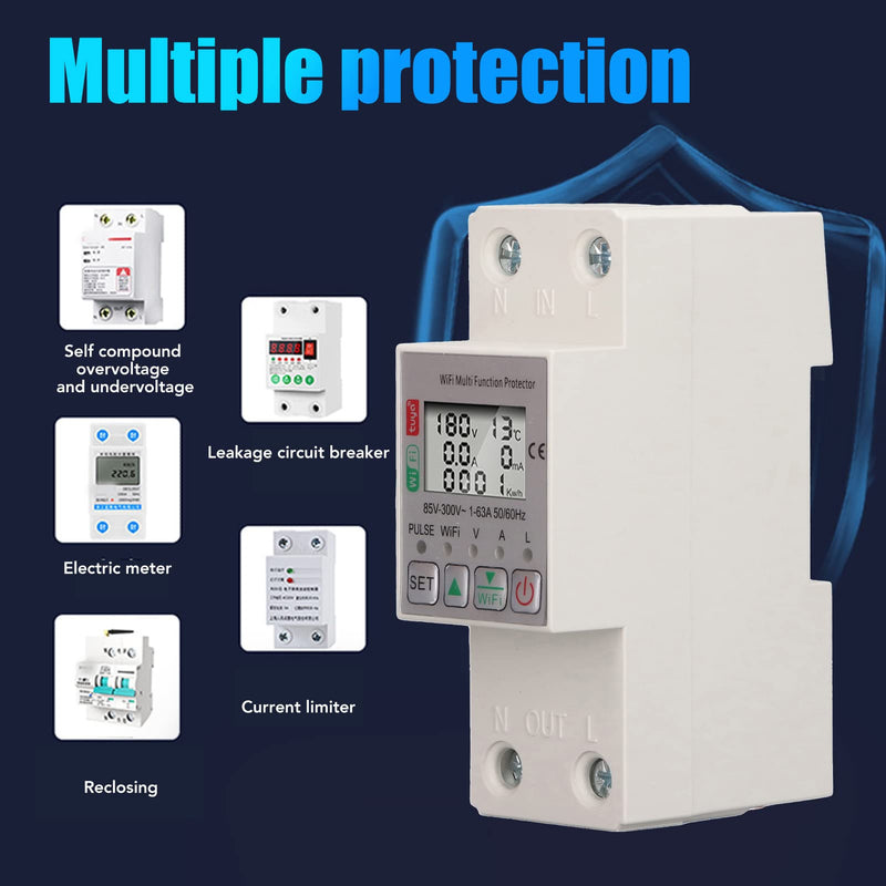 [Australia - AusPower] - Smart Power Meter Switch - Electricity Voltage Current Meter - Power Monitor Energy Meter - Smart Energy Circuit Breaker - AC85‑300V 63A 